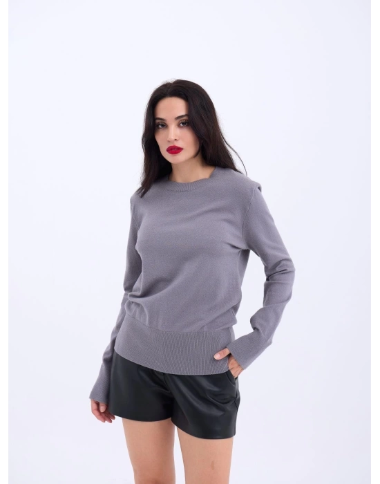 4217 TRİKO BASİC KAZAK-GRİ