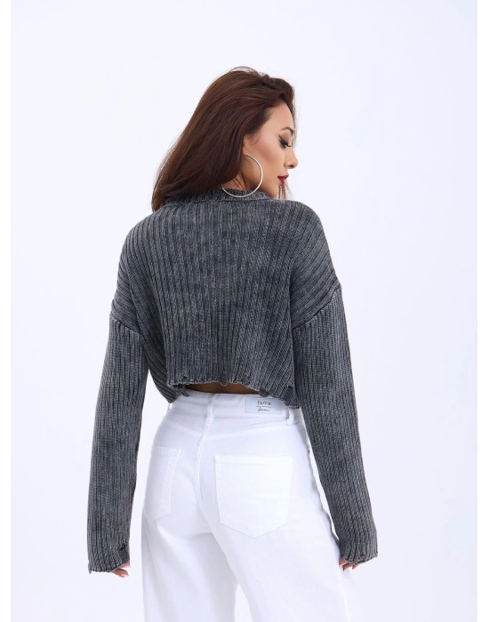 43191 TRİKO CROP KAZAK-SİYAH