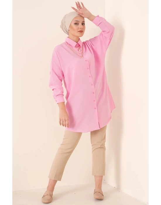 5845 Tesettür Tunik - Pembe