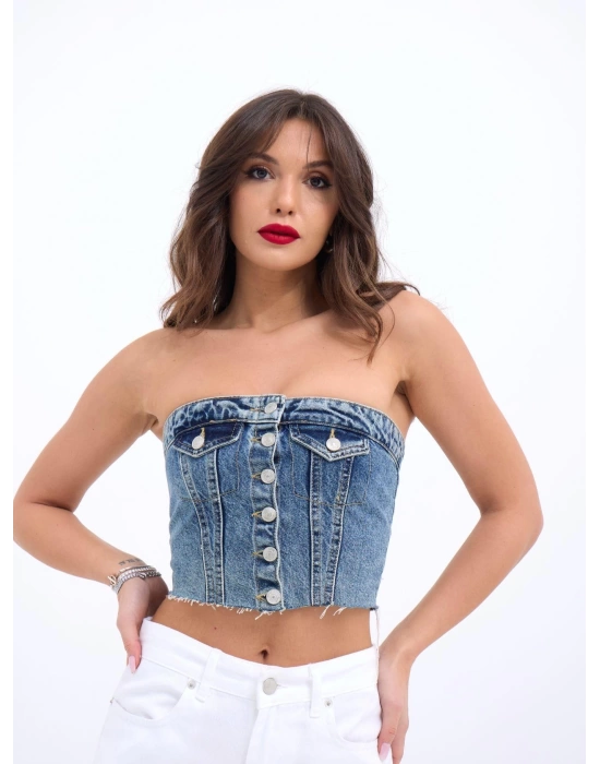 6285 KOT BLUZ-MAVİ