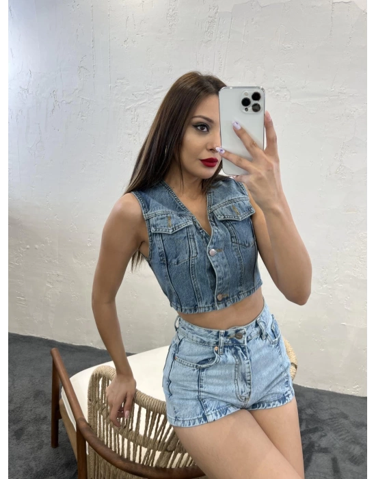 6317 KOT BLUZ-MAVİ