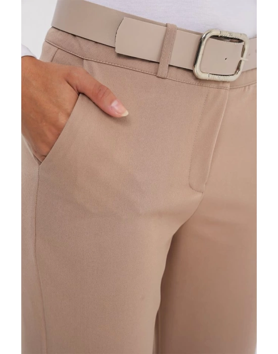 6538 Kemerli İspanyol Paça Pantolon - Bej
