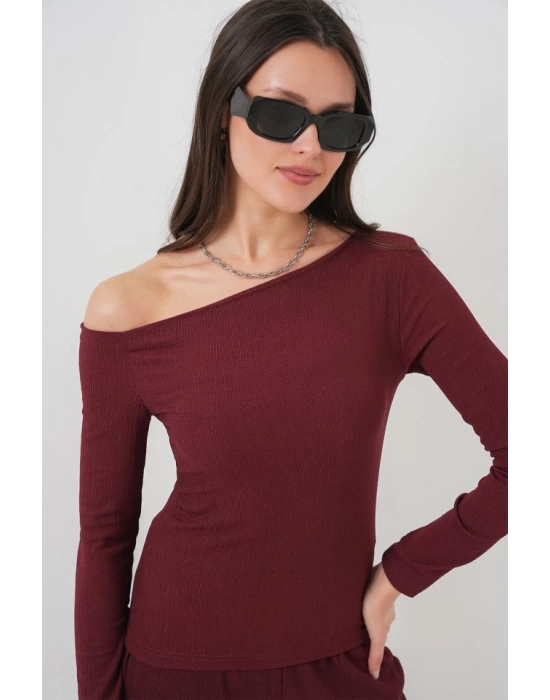 6708 Düşük Omuz Alt Üst Takım - Bordo