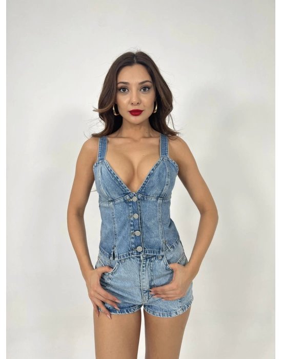 6828 KOT BLUZ-MAVİ