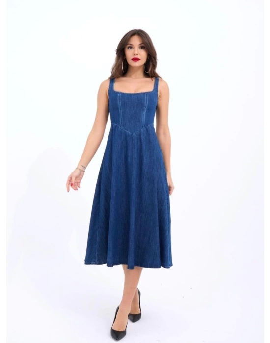 7142 KOT ELBİSE-MAVİ