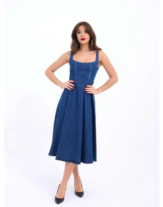 7142 KOT ELBİSE-MAVİ