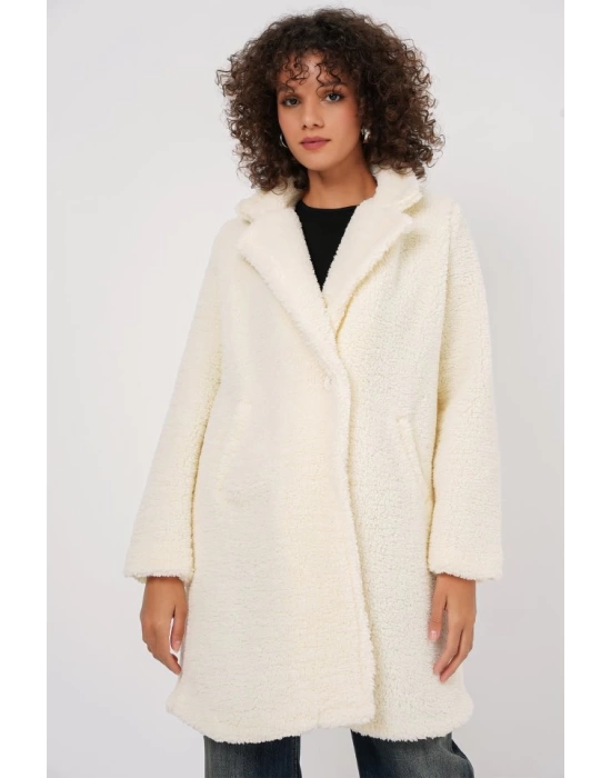 9148 Oversize Peluş Kaban - Ekru