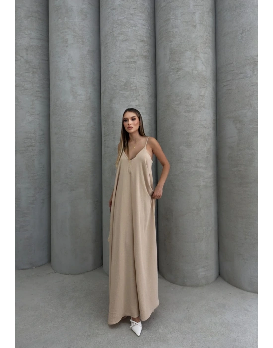 Aerobin uzun elbise bej pt