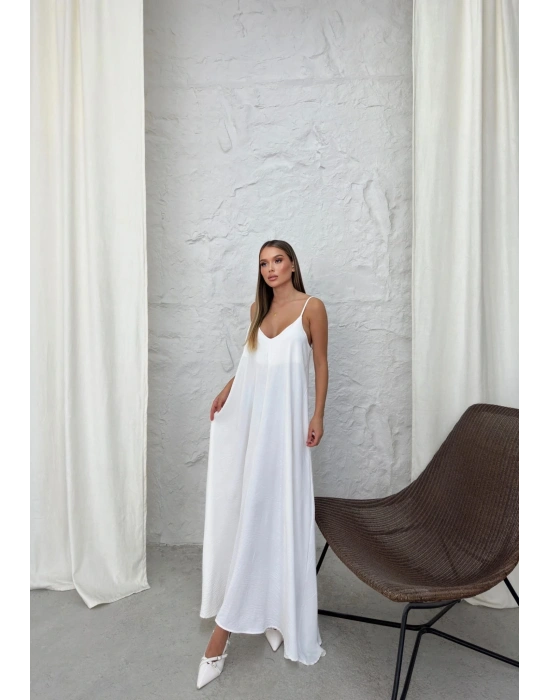 Aerobin uzun elbise beyaz pt