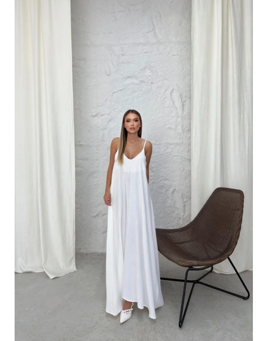 Aerobin uzun elbise beyaz pt