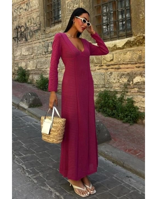 Ajurlu V Yaka Elbise 2851