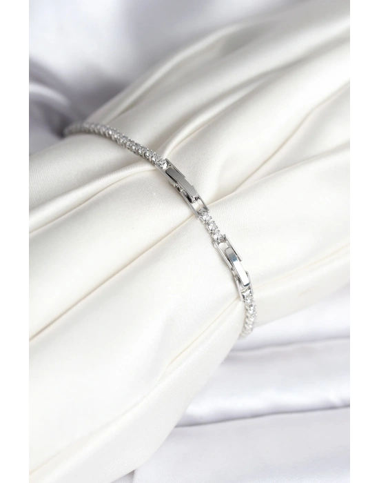 Anka Kuşu Model Zirkon Taşlı Gümüş Renk Pirinç Su Yolu Kadın Bileklik