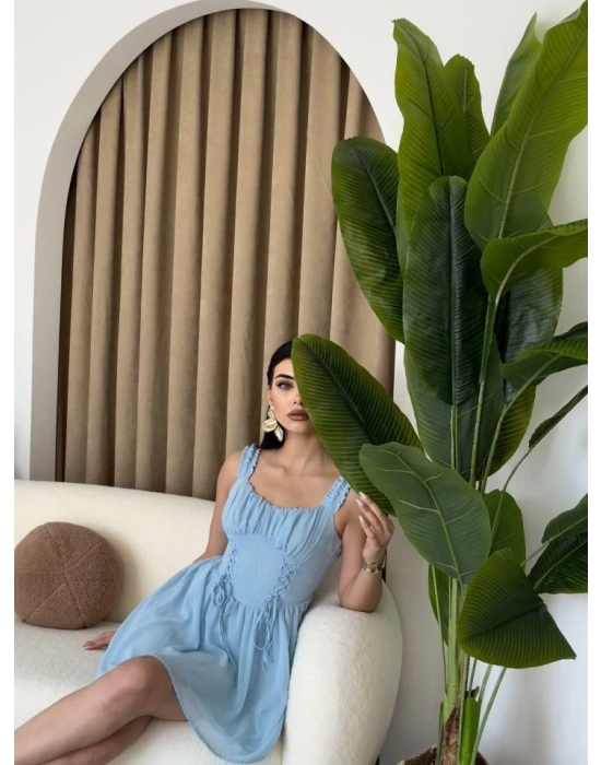 Aria Büzgü Askılı Elbise