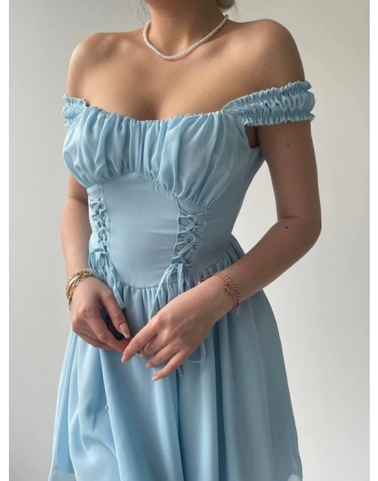 Aria Büzgü Askılı Elbise