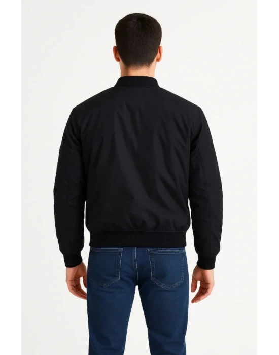 Arka Bomber Ceket - Siyah