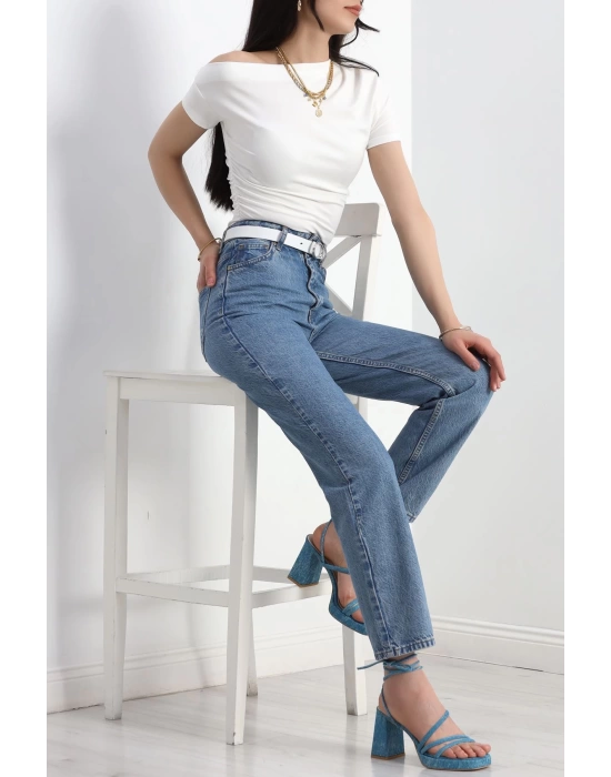 Asimetrik Yaka Body Beyaz - 30227.1892.