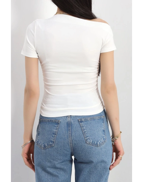 Asimetrik Yaka Body Beyaz - 30227.1892.