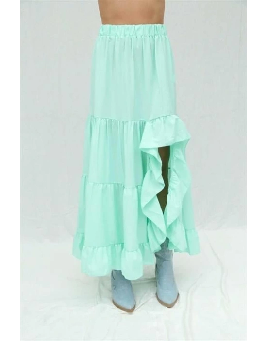 Audrey Fıfrlı Yırtmaç Detay Etek 4037