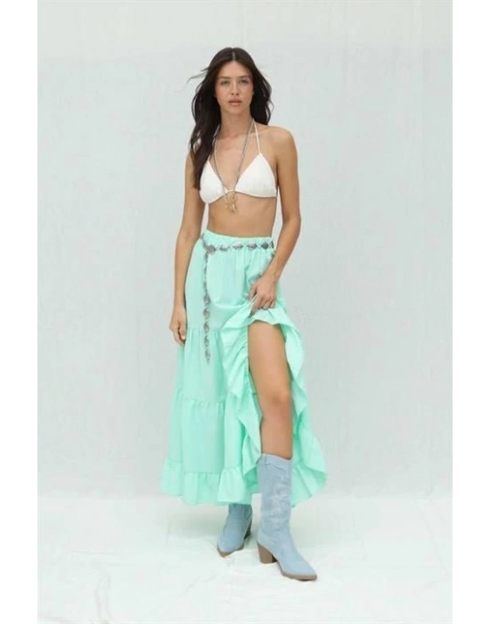 Audrey Fıfrlı Yırtmaç Detay Etek 4037