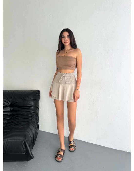 Ayrobin Şortlu Etek - Bej