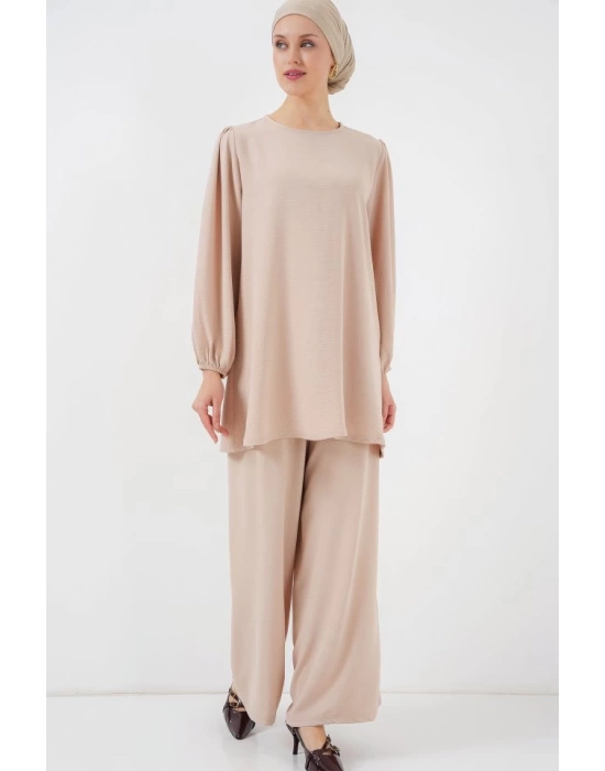 Ayrobin Tunik Pantolon Alt Üst Takım 6712 - Krem