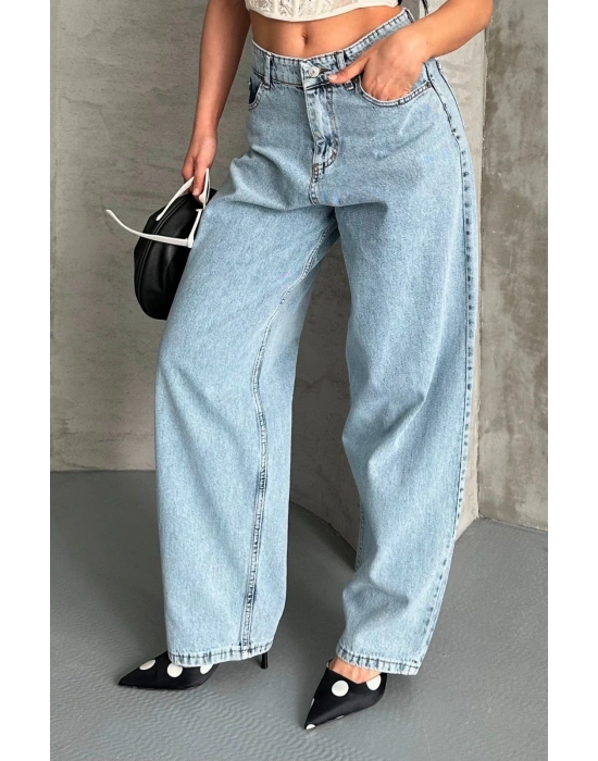 Baggy kar yıkama buz mavi jeans pantolon d2007