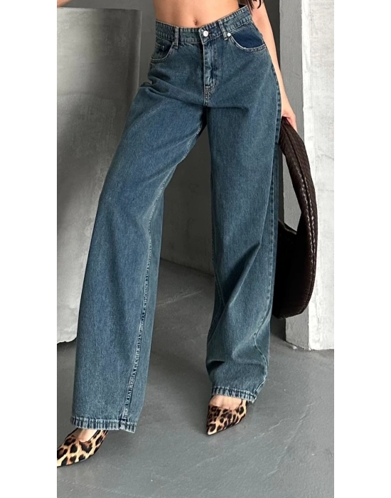 Baggy kar yıkama yeşil tint jeans pantolon d2007