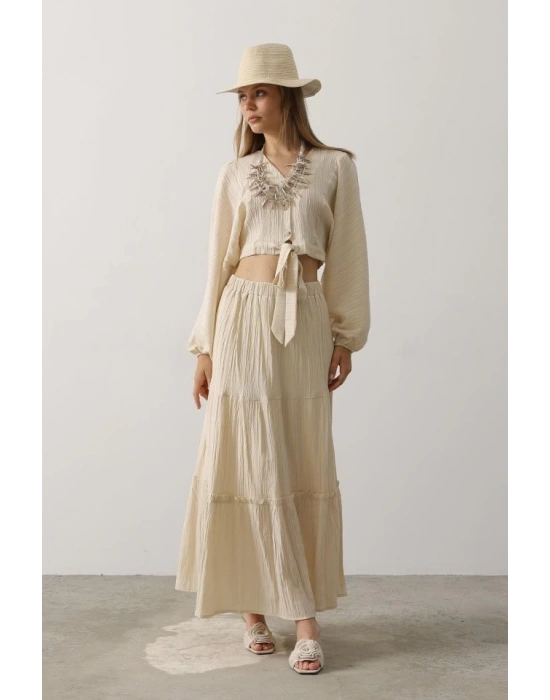 Balon Kollu Etekli Kaş Takım - Taş