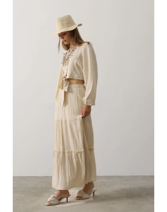 Balon Kollu Etekli Kaş Takım - Taş