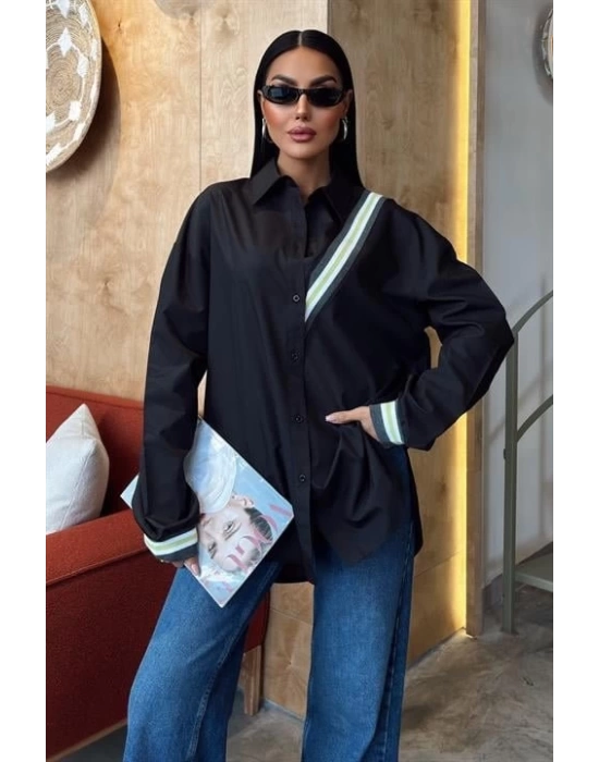 Bant Detaylı Oversize Poplin Gömlek 3436