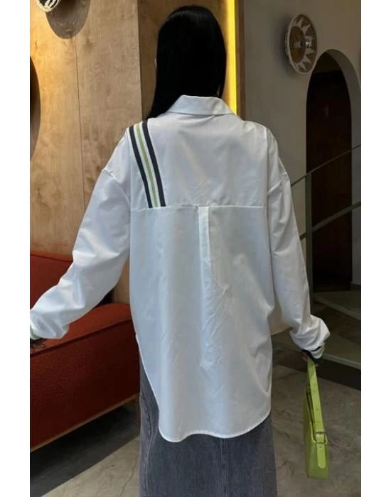 Bant Detaylı Oversize Poplin Gömlek 3436