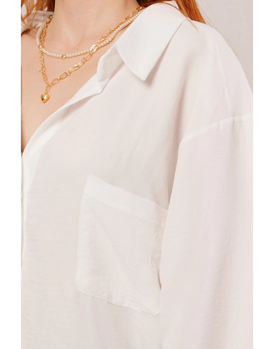 Basic Oversize Beyaz Gömlek