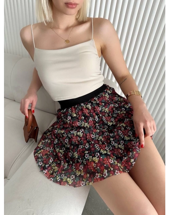 Baskılı astarlı mini etek