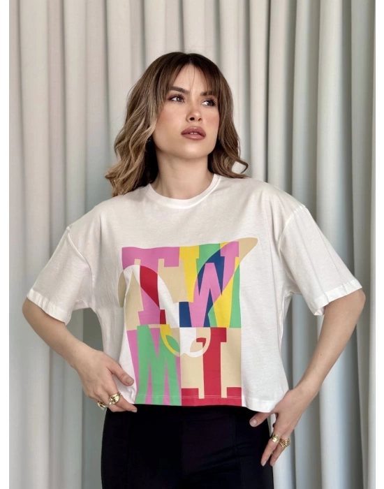 Baskılı crop tişört