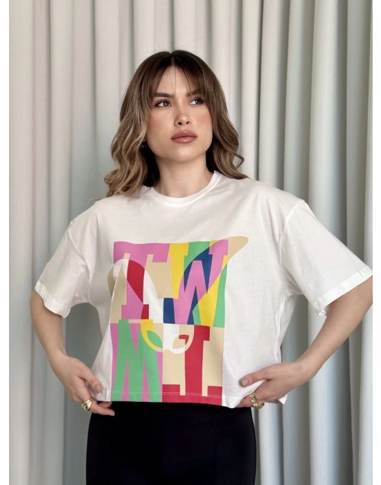 Baskılı crop tişört