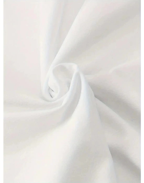 Baskılı Oversize Bisiklet Yaka T-shirt - Beyaz