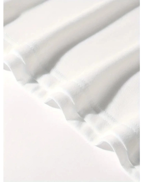 Baskılı Oversize Bisiklet Yaka T-shirt - Beyaz