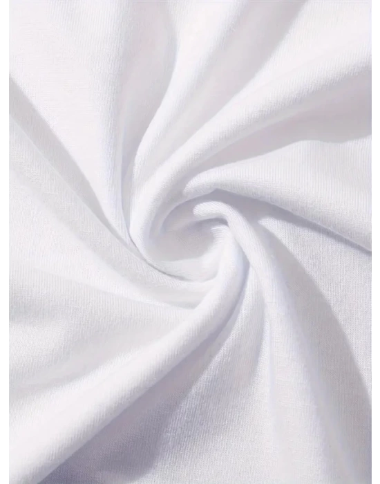 Baskılı Oversize Bisiklet Yaka T-shirt - Beyaz