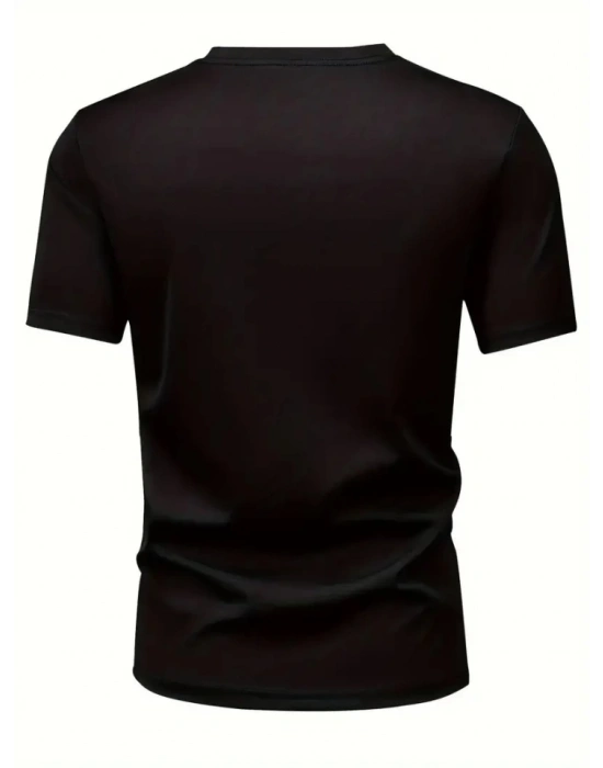 Baskılı Oversize Bisiklet Yaka T-shirt - Siyah