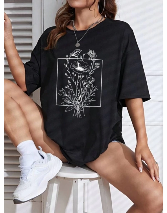 Baskılı T-shirt - Siyah