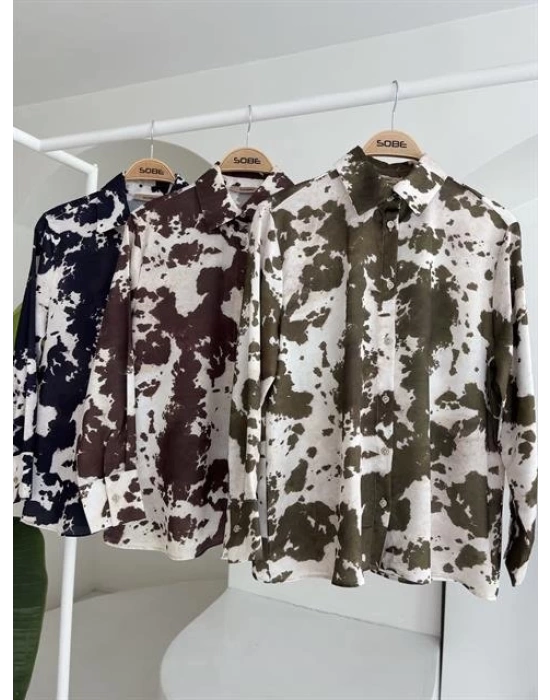 Batik Desenli Chanel Saten Gömlek 3467