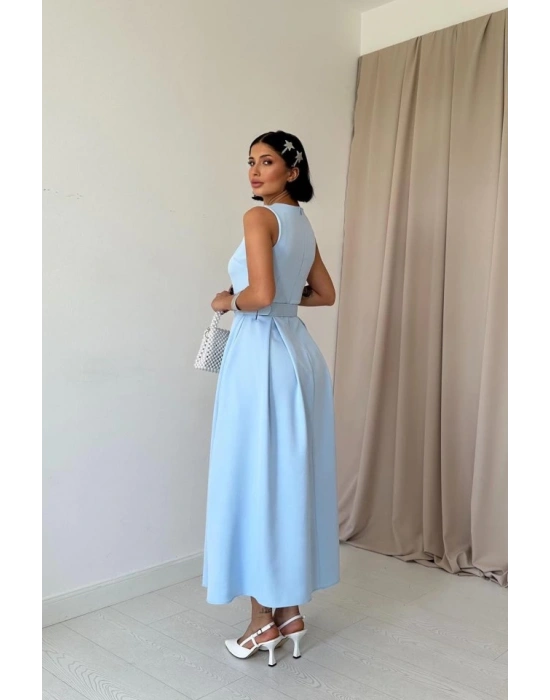 Bebe Mavi Halter Yaka Kloş Elbise