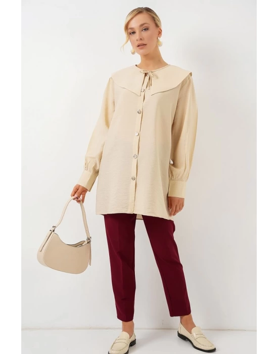 Bebe Yaka Uzun Tunik 5967 - Krem