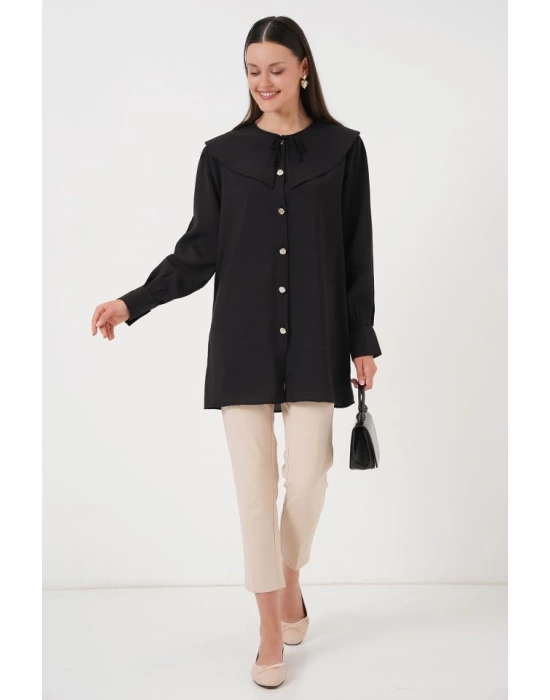 Bebe Yaka Uzun Tunik 5967 - Siyah