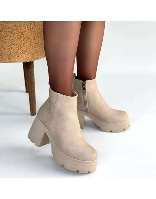 Belay Bej Nubuk Topuklu Bot