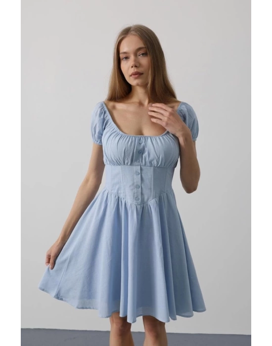 Beli Korseli Mini Elbise - Bebe Mavisi