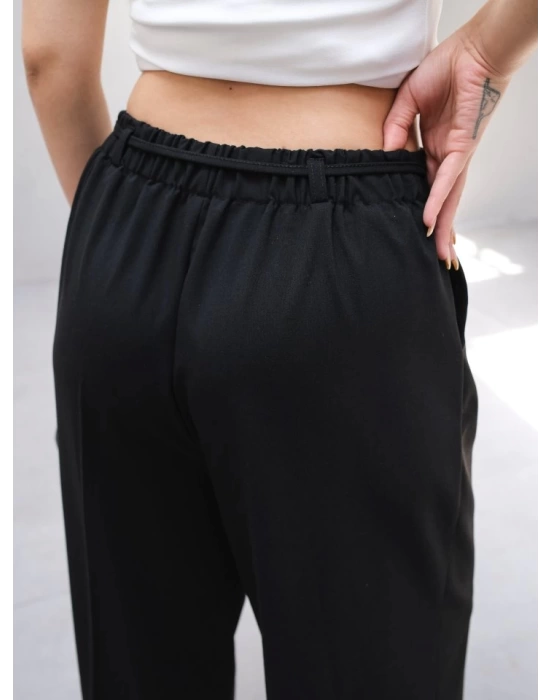 Beli̇ Lasti̇k Ve Bağcikli Geni̇ş Paça Pantolon