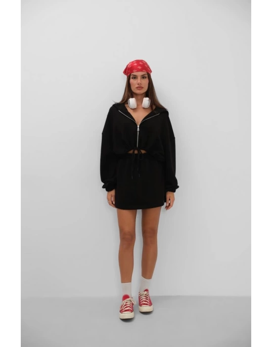 Beli Lastikli Fermuarlı Sweatshirt