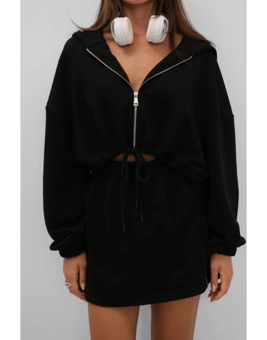 Beli Lastikli Fermuarlı Sweatshirt