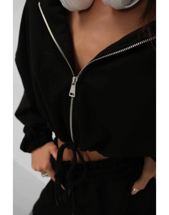 Beli Lastikli Fermuarlı Sweatshirt